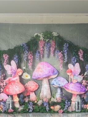 Fairy Mushroom Wall Backdrop Pink Purple Fairy Garden NEW Final Sale